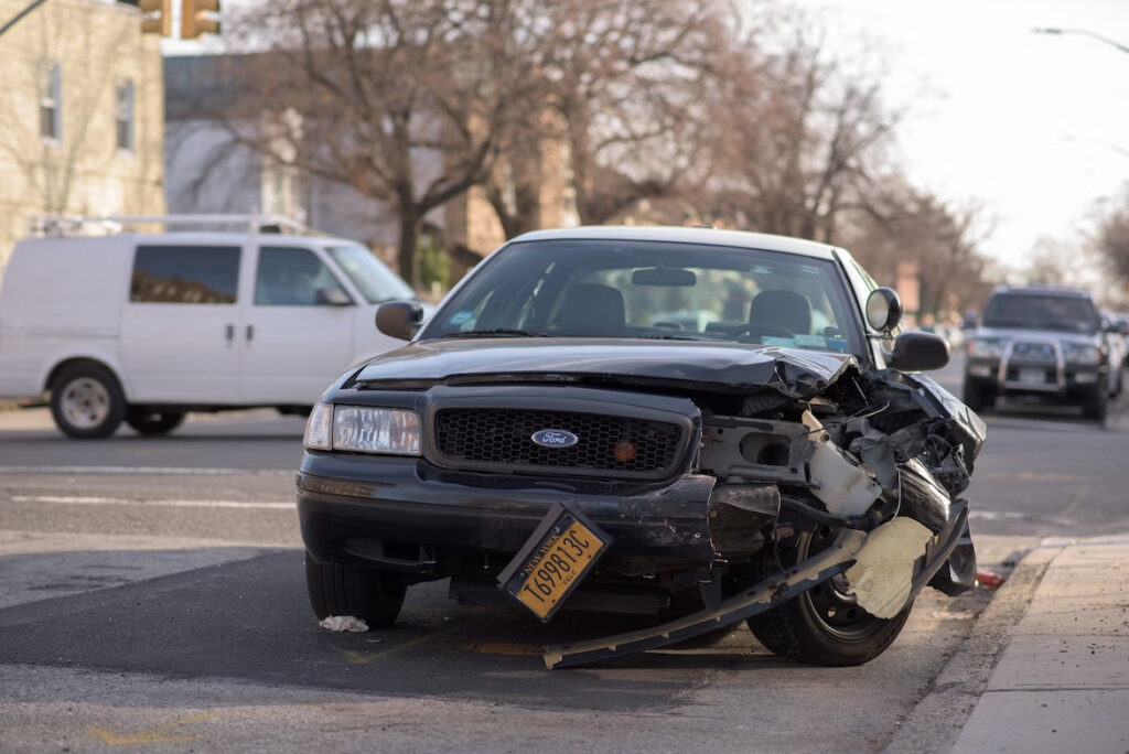 a broken car from a car accident