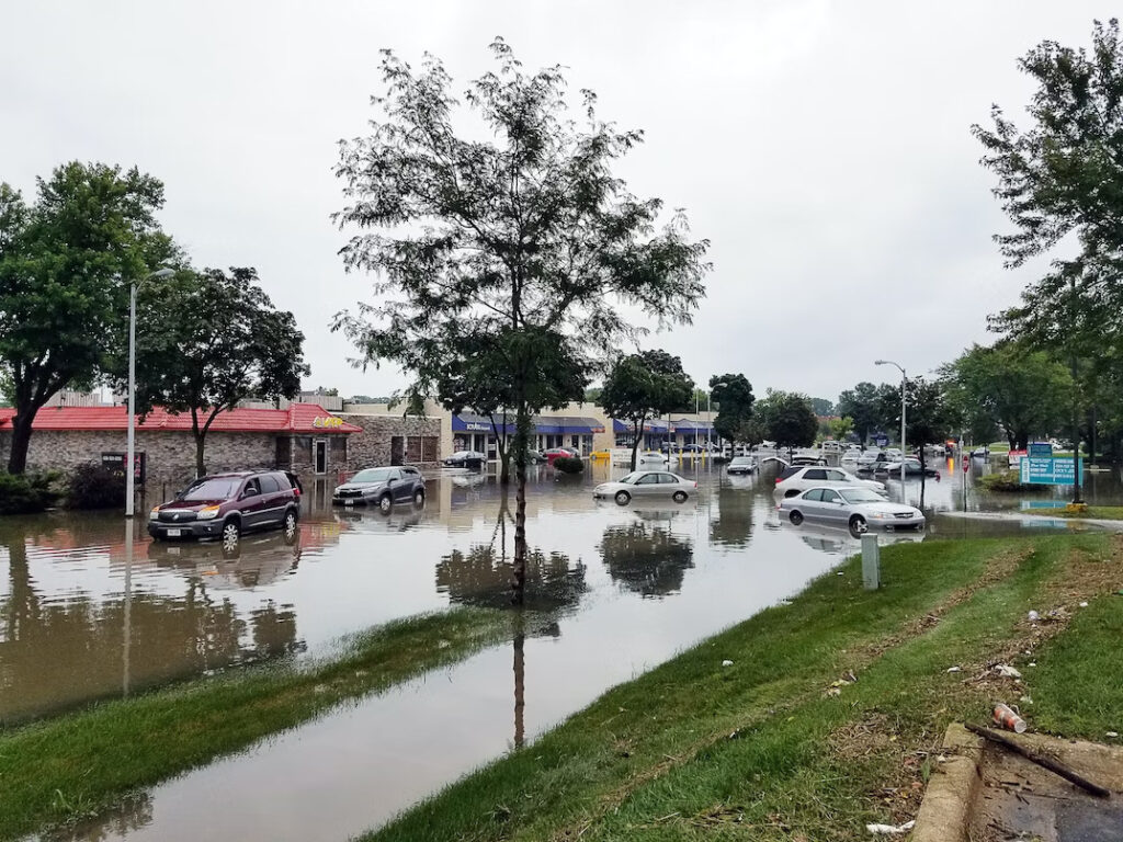 a flooded neighborhood